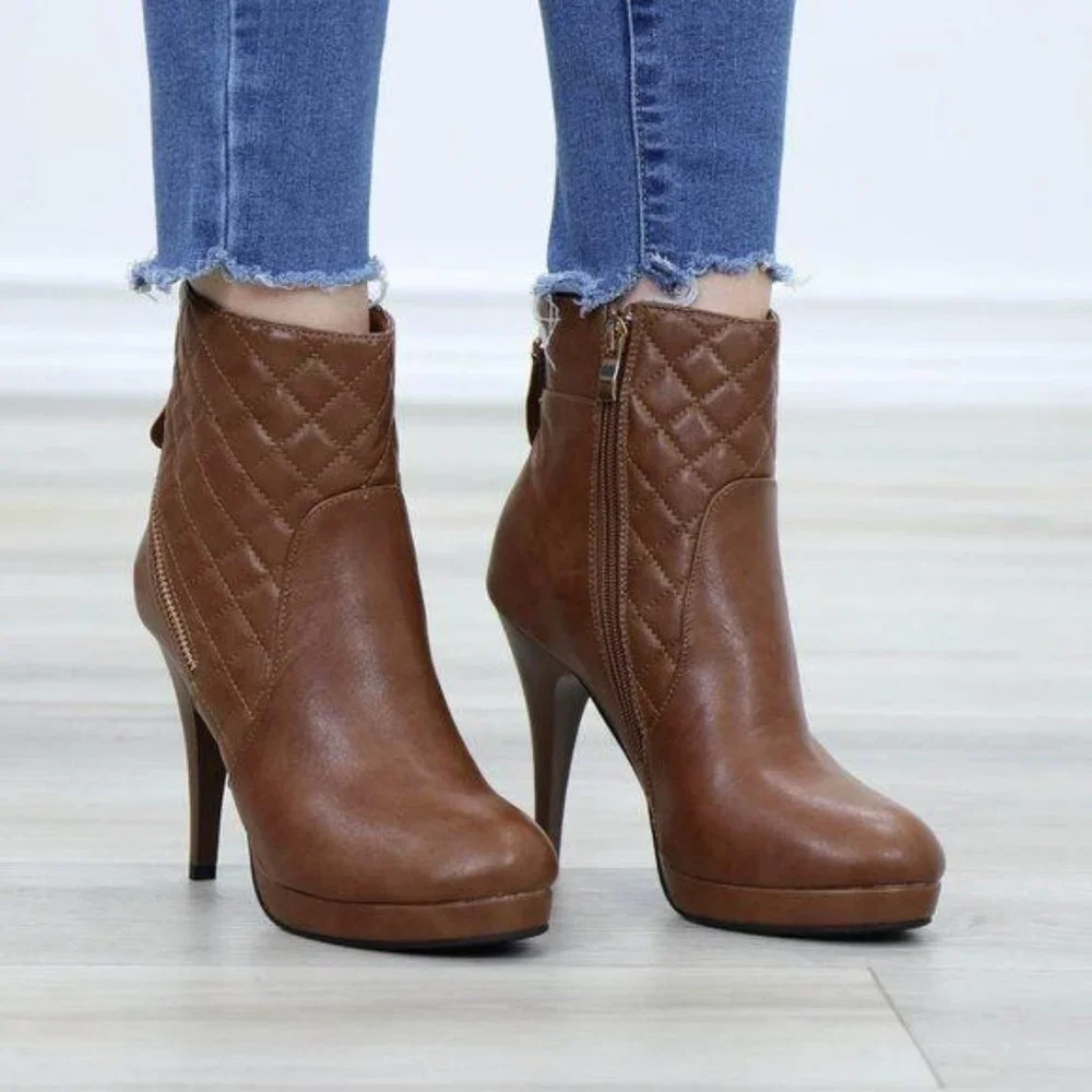 Platform High Heel Ankle Boots Fur inside - Picture 11 of 15